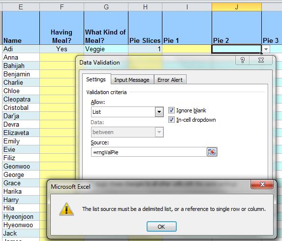 Conditional range error message