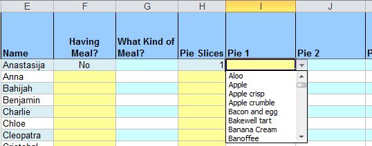 Meal choices available
