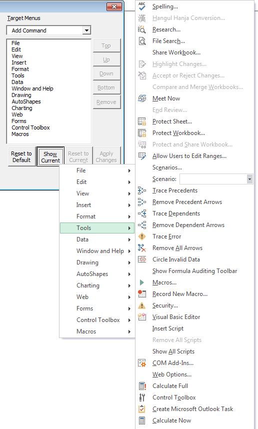 Add Command menus