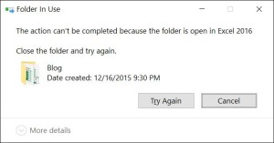 folder is open warning