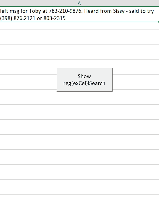 regex cell searcher in action