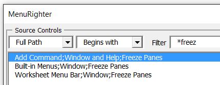 freeze panes search