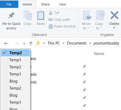 File Explorer history